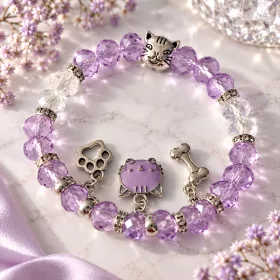 Cat Purple kristály karkötő
