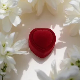 Velvet heart-shaped jewelry box