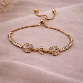 Double Rose Full Crystal Gold
