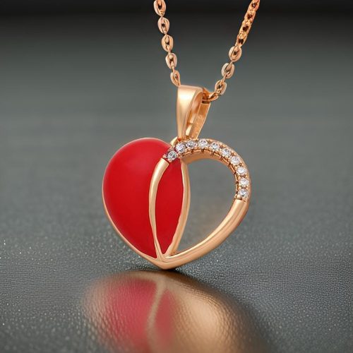 Red Heart Crystal Pendant with Chain