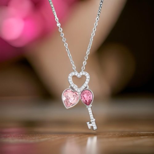 Pink Key & Heart Diamond